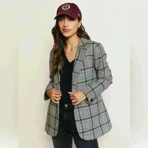 Elma Structured Blazer: Relaxed Fit, Striped Cotton, Menswear-Inspired, Like New